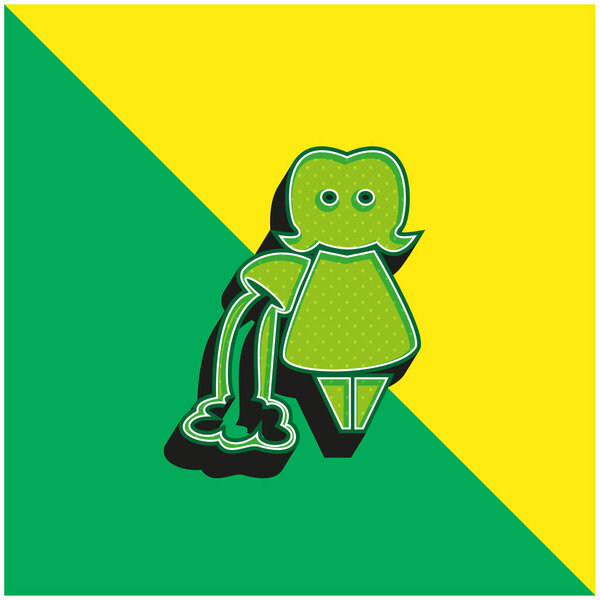 Зодиак Водолея Зеленый и желтый современный трехмерный векторный логотип