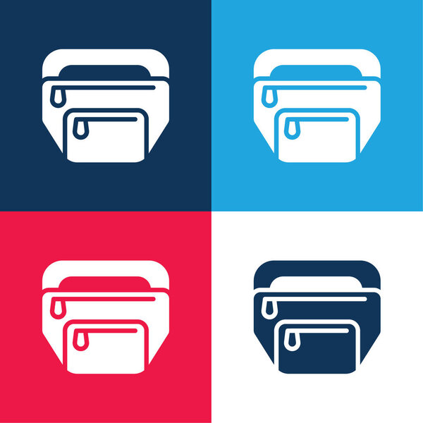 Belt Pouch blue and red four color minimal icon set