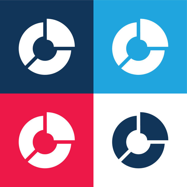 Analytics blue and red four color minimal icon set
