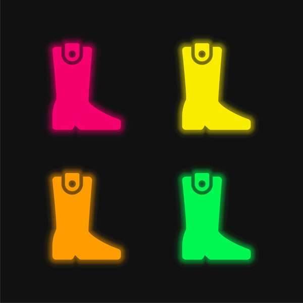 Boot four color glowing neon vector icon