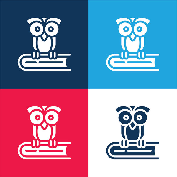 Book blue and red four color minimal icon set