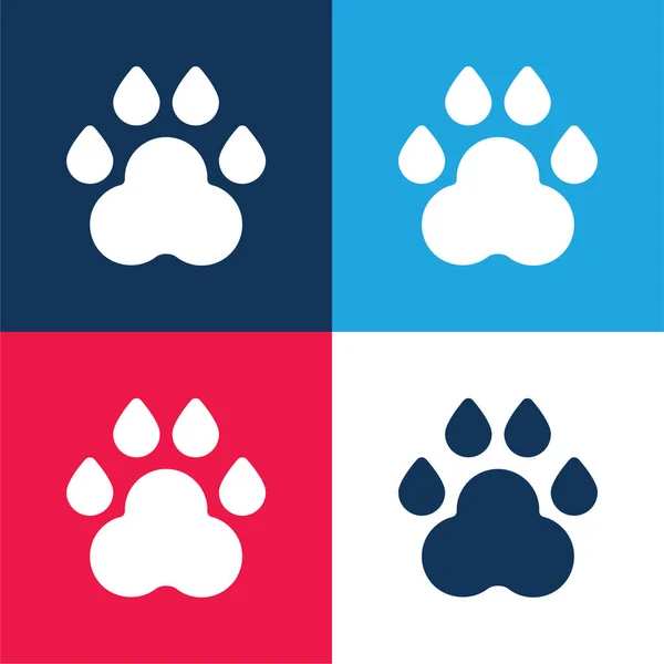 stock vector Animal Track blue and red four color minimal icon set