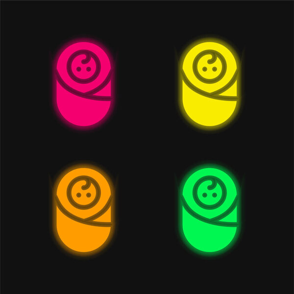 Baby four color glowing neon vector icon