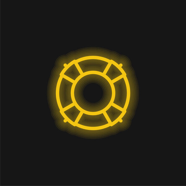 Big Lifesaver yellow glowing neon icon