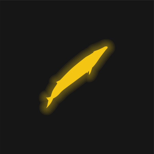 Blue Whale Shape yellow glowing neon icon