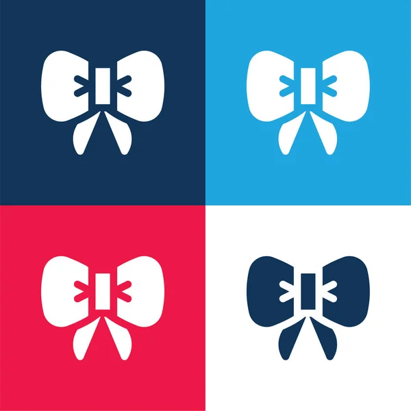 Bow Tie Blue Red Four Color Minimal Icon Set — Stock Vector