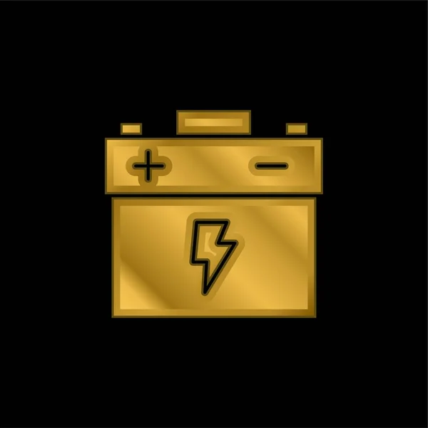 Goud Vergulde Batterij Metalic Icoon Logo Vector — Stockvector