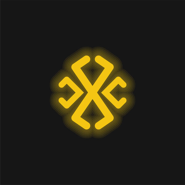 Astrological Line Symbol yellow glowing neon icon