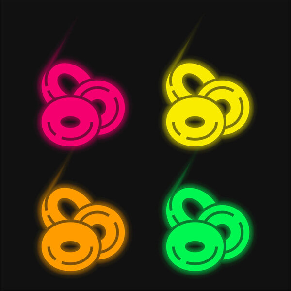 Blood Cells four color glowing neon vector icon