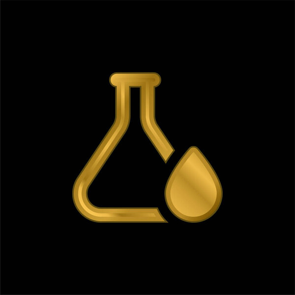 Blood Drop gold plated metalic icon or logo vector