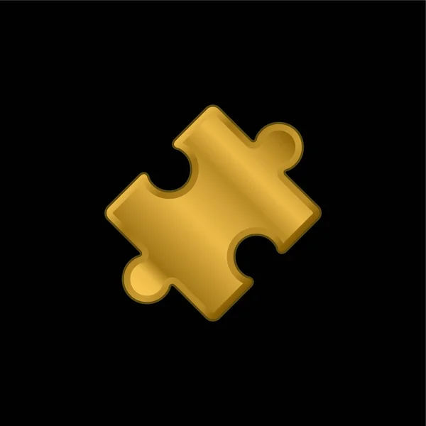 Black Rotated Puzzle Piece Gold Plated Metalic Icon Logo Vector — Stock Vector