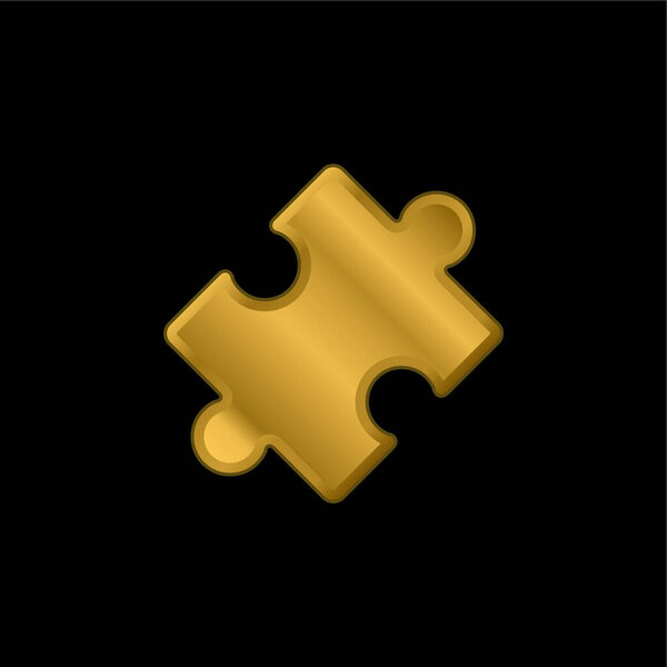 Black Rotated Puzzle Piece gold plated metalic icon or logo vector