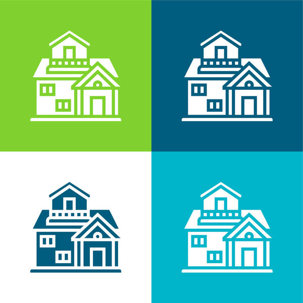 Архитектура Плоский четырехцветный минимальный набор значков