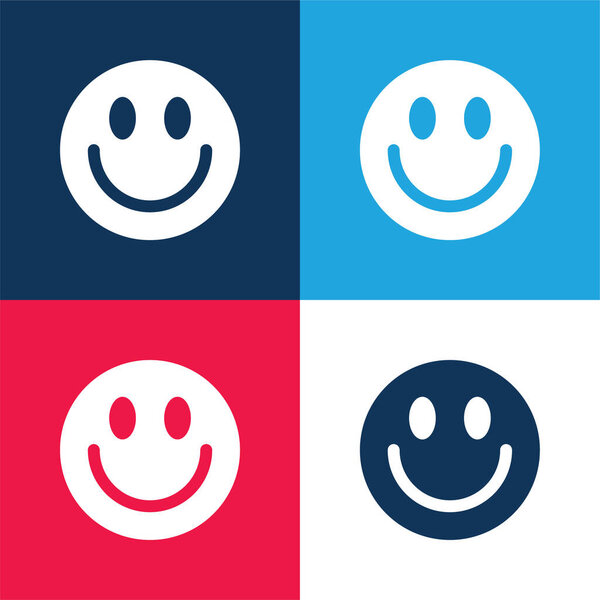 Big Smiley Face blue and red four color minimal icon set