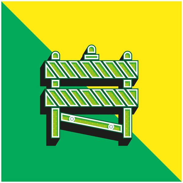 Барьер Зеленый и желтый современный трехмерный векторный логотип