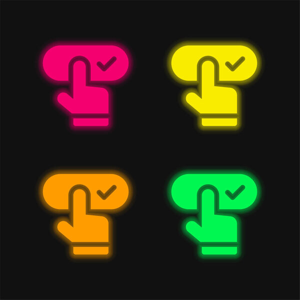 Бронирование четыре цвета светящийся неоновый вектор значок