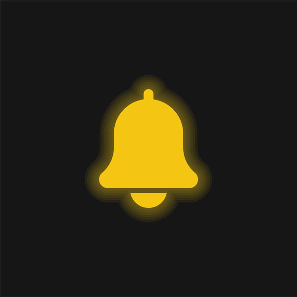 Bell yellow glowing neon icon