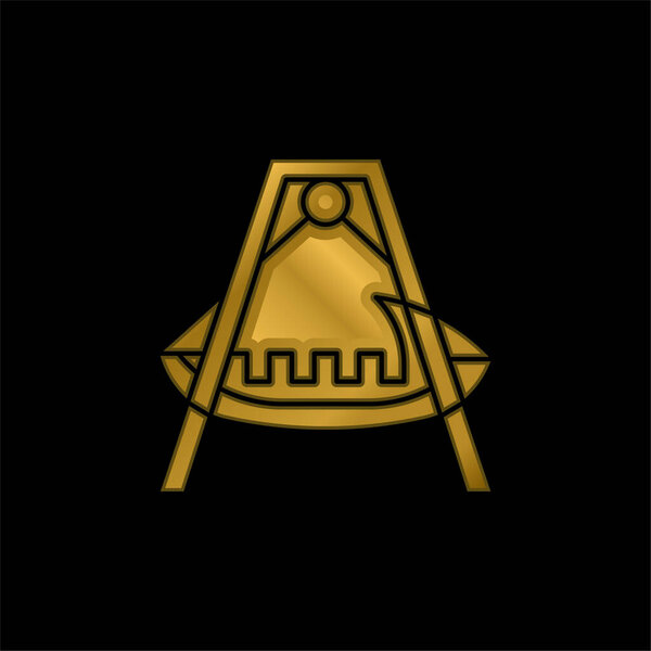 Boat gold plated metalic icon or logo vector