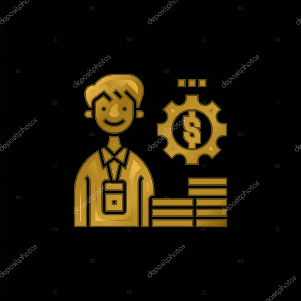 Accountant gold plated metalic icon or logo vector