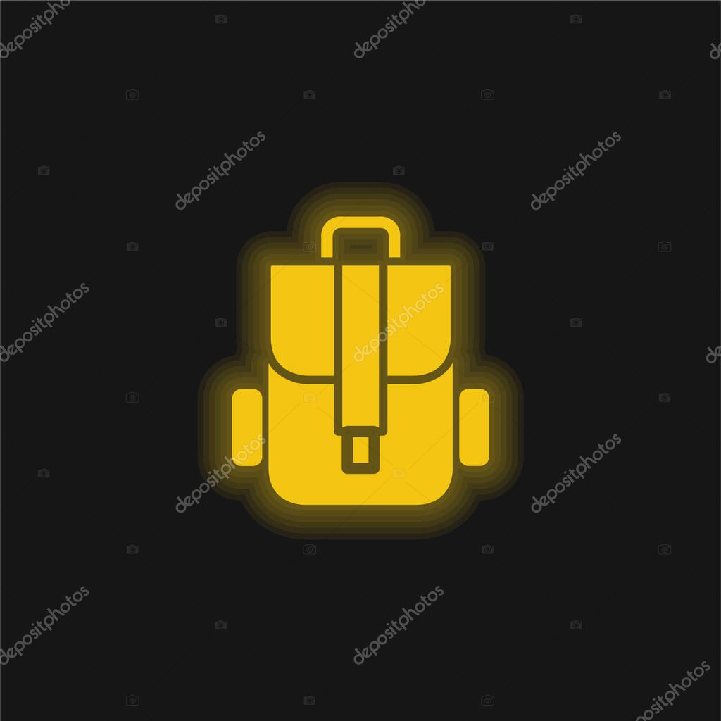 Backpack yellow glowing neon icon
