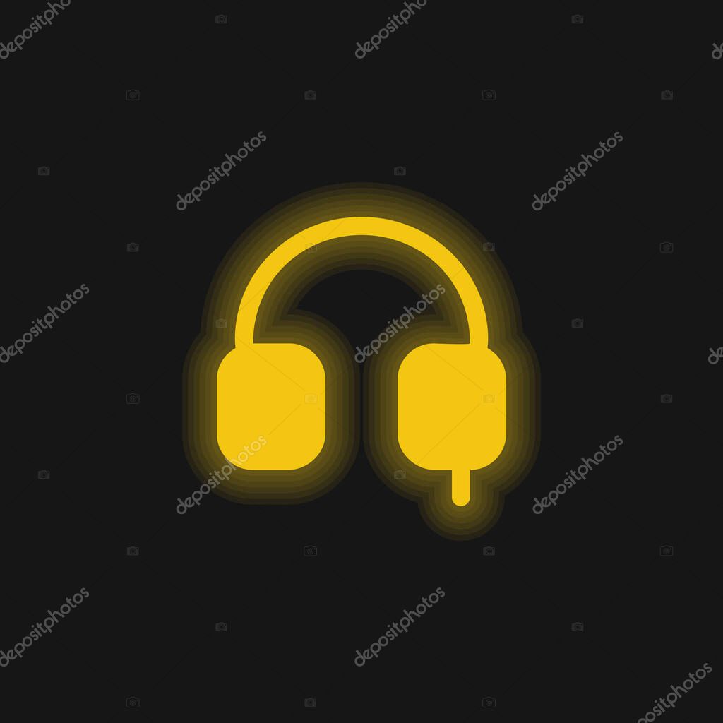 Auriculars Solid Tool Symbol yellow glowing neon icon