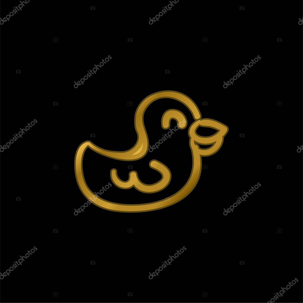 Bird Hand Drawn Animal Toy gold plated metalic icon or logo vector