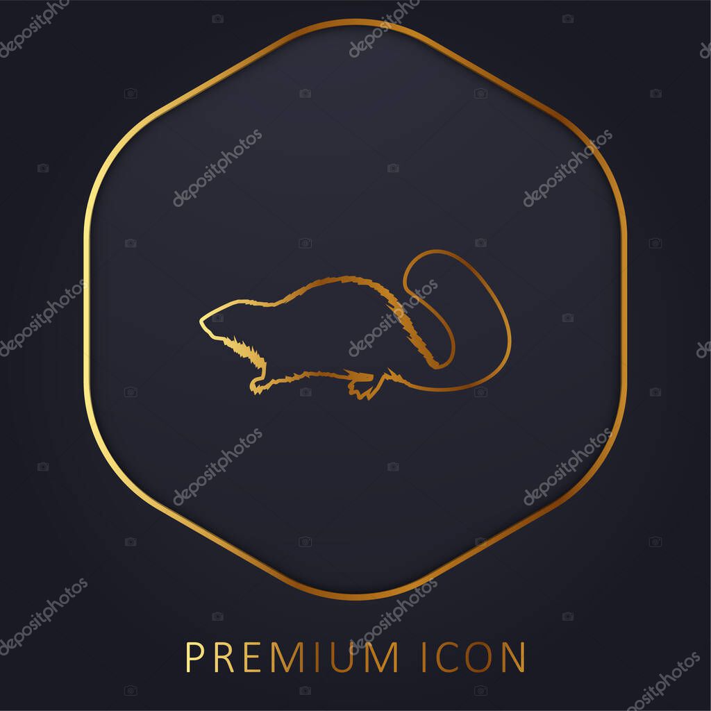 Beaver Mammal Animal Shape golden line premium logo or icon