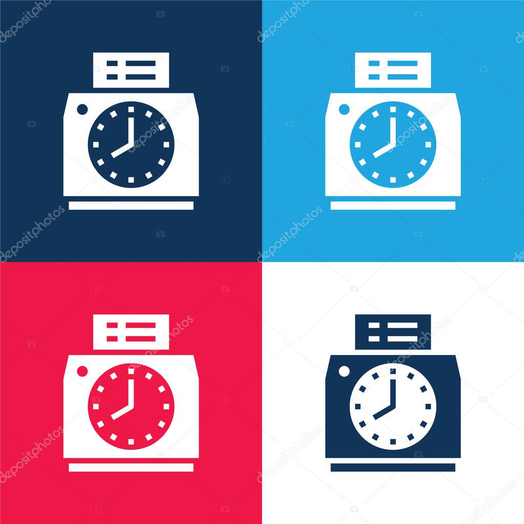 Attendance blue and red four color minimal icon set