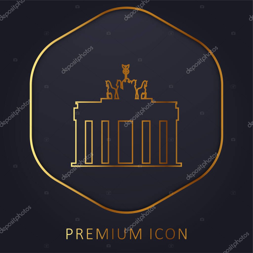 Brandenburg Gate golden line premium logo or icon