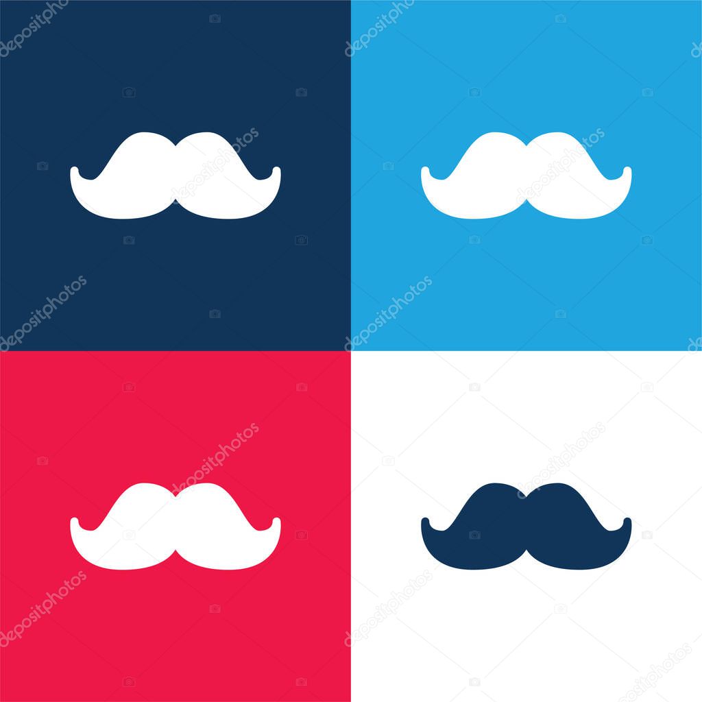 Big Moustache blue and red four color minimal icon set