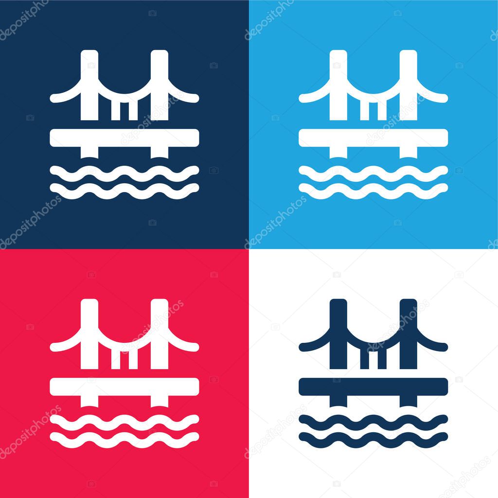 Bridge blue and red four color minimal icon set