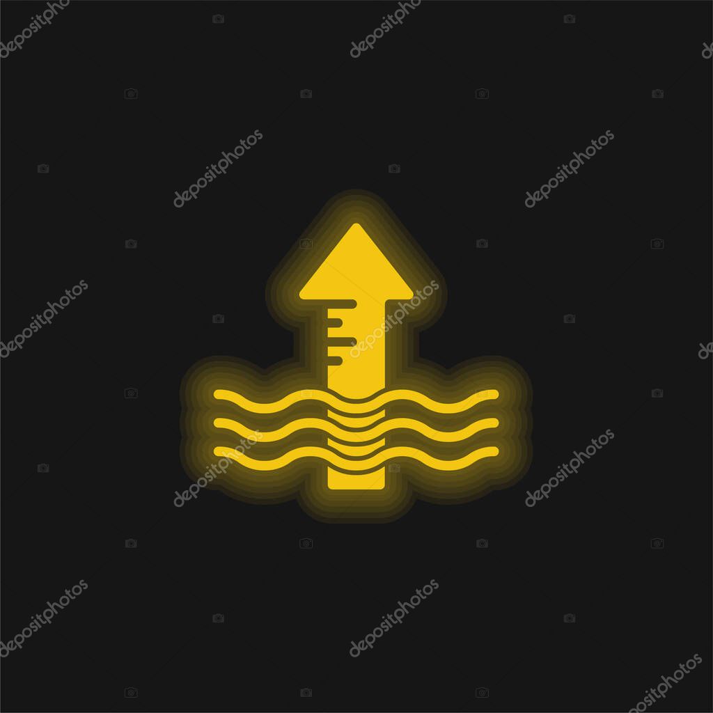 Arrow yellow glowing neon icon