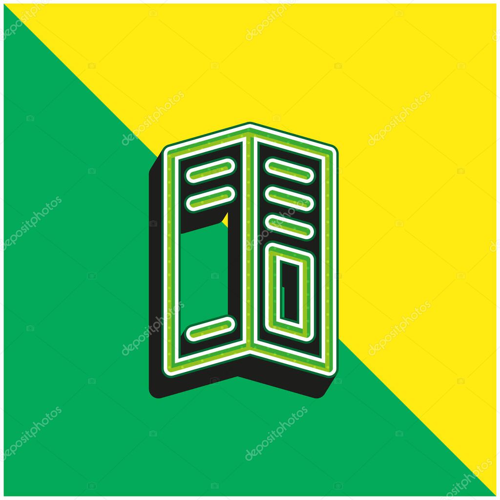 Big Brochure Green and yellow modern 3d vector icon logo