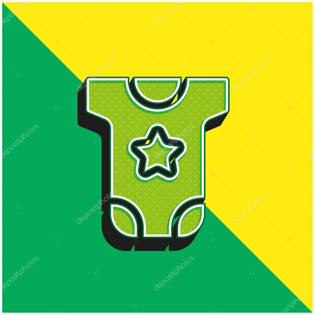 Baby Cloth Green and yellow modern 3d vector icon logo