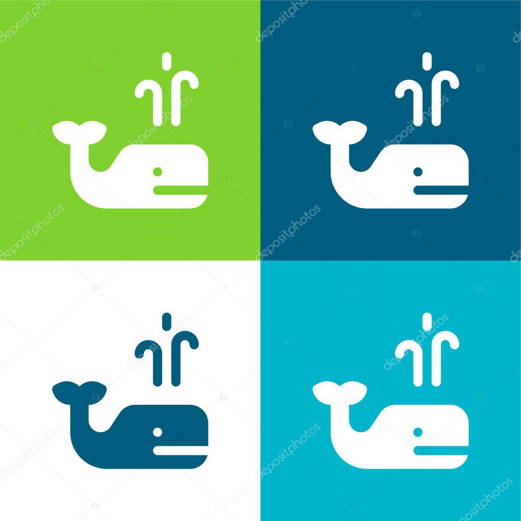 Blue Whale Flat four color minimal icon set