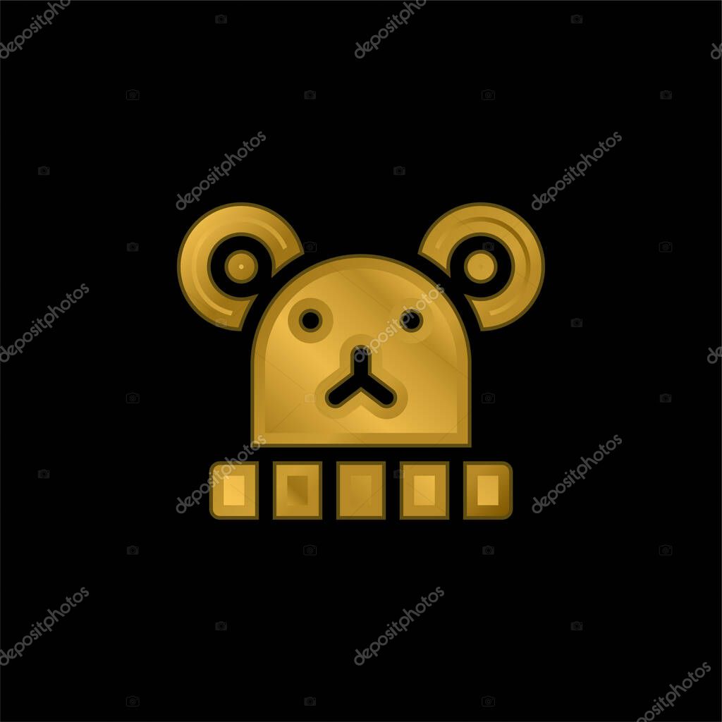 Baby Hat gold plated metalic icon or logo vector