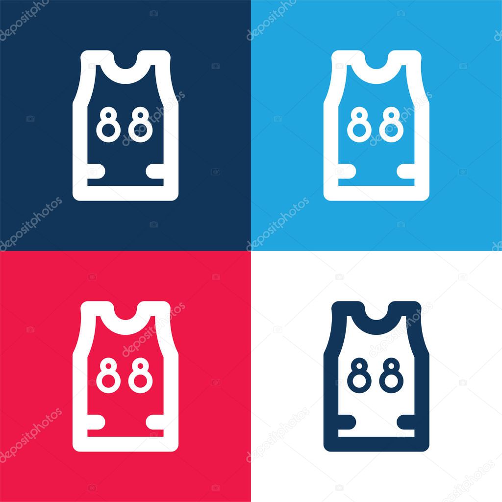 Basketball Jersey blue and red four color minimal icon set