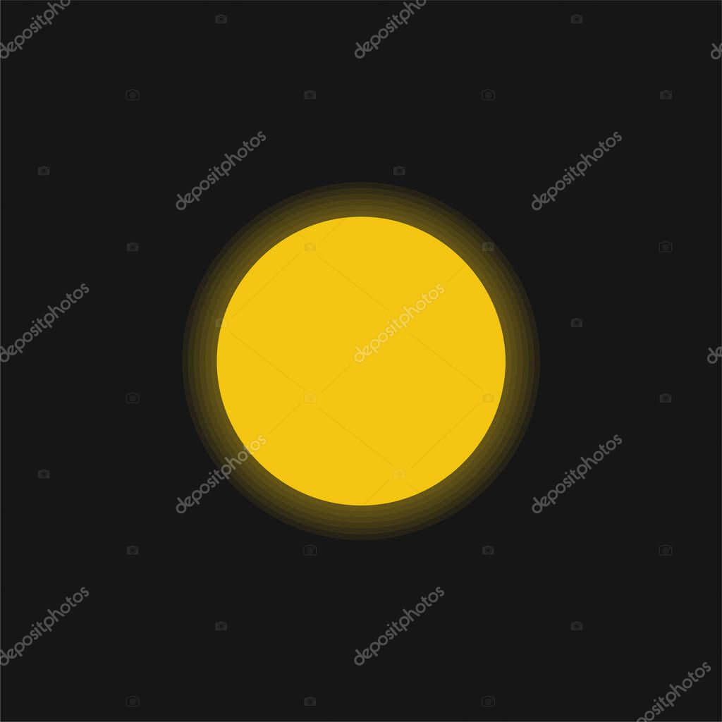 Black Circle yellow glowing neon icon