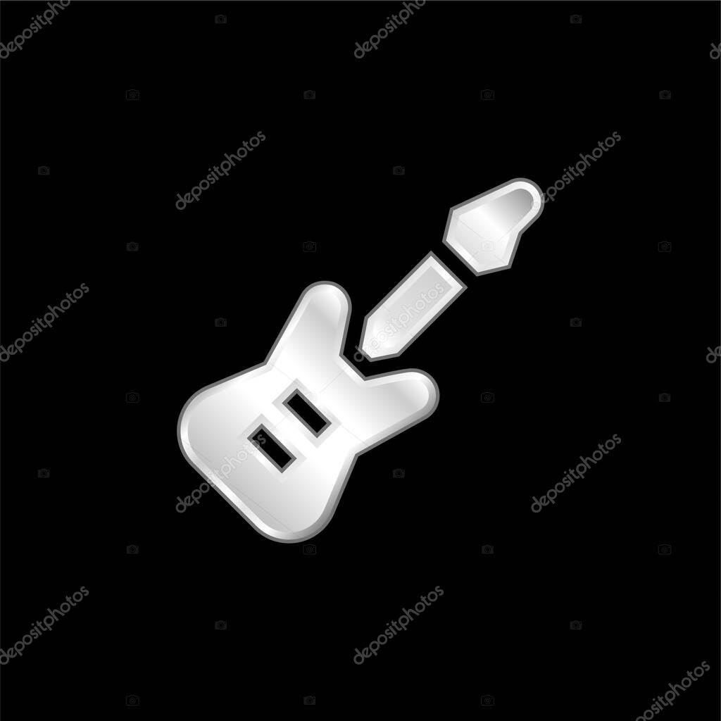 Bass Guitar silver plated metallic icon