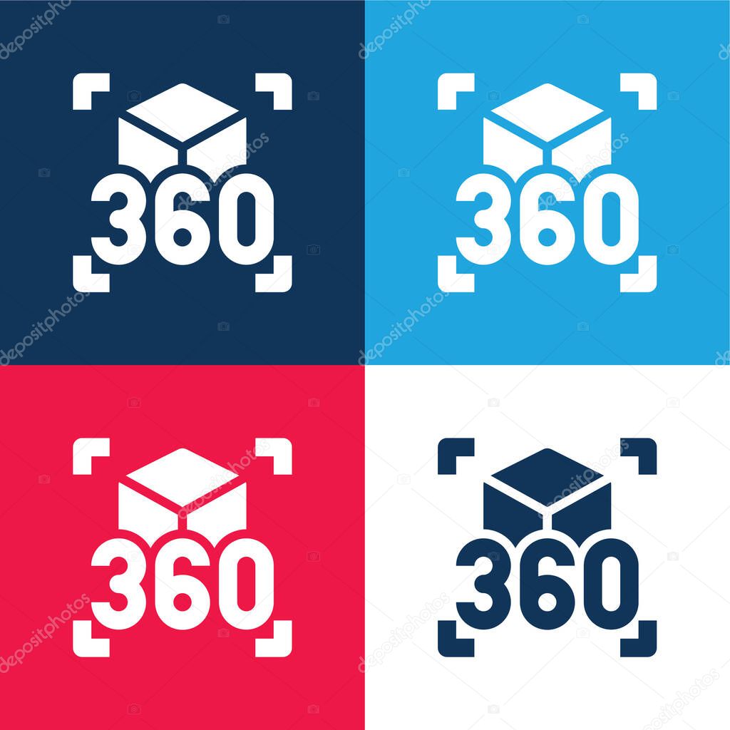 360 Degrees blue and red four color minimal icon set