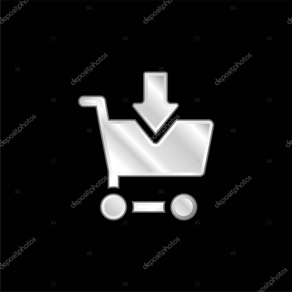 Add To Cart silver plated metallic icon
