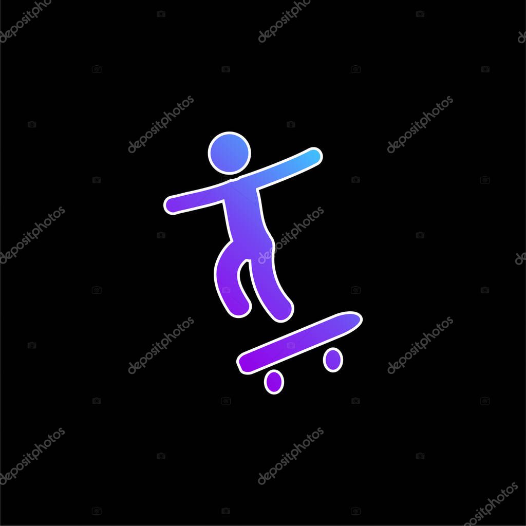 Boy With Skatingboard blue gradient vector icon
