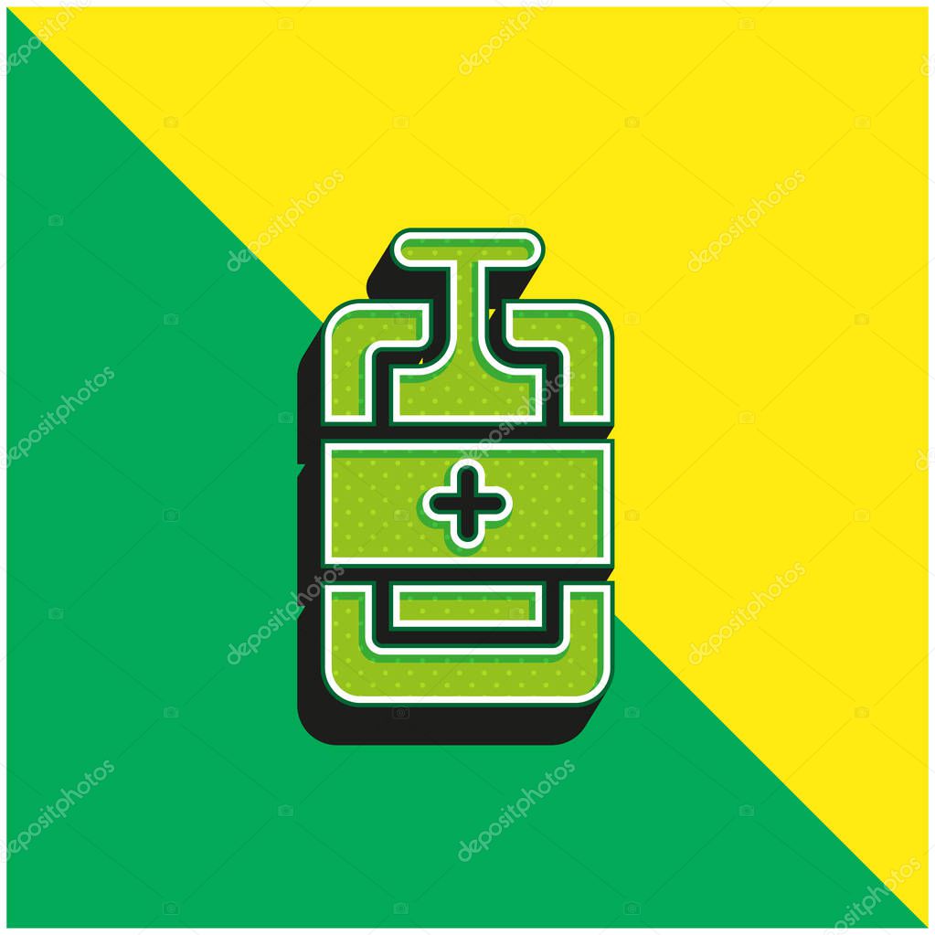 Blood Bag Green and yellow modern 3d vector icon logo