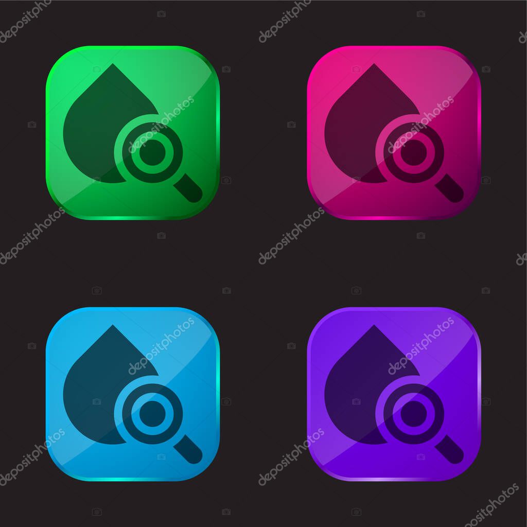 Blood four color glass button icon