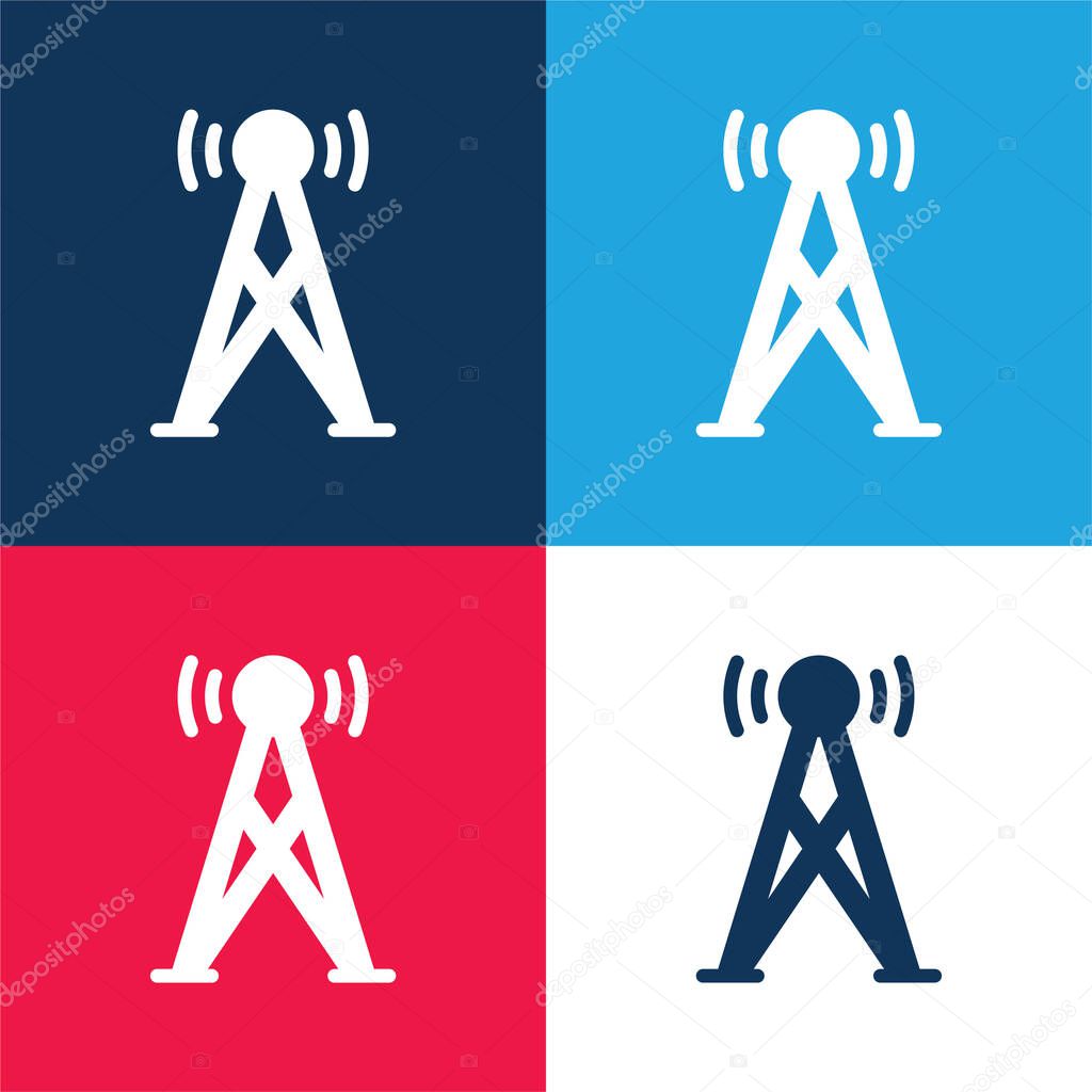Antenna blue and red four color minimal icon set