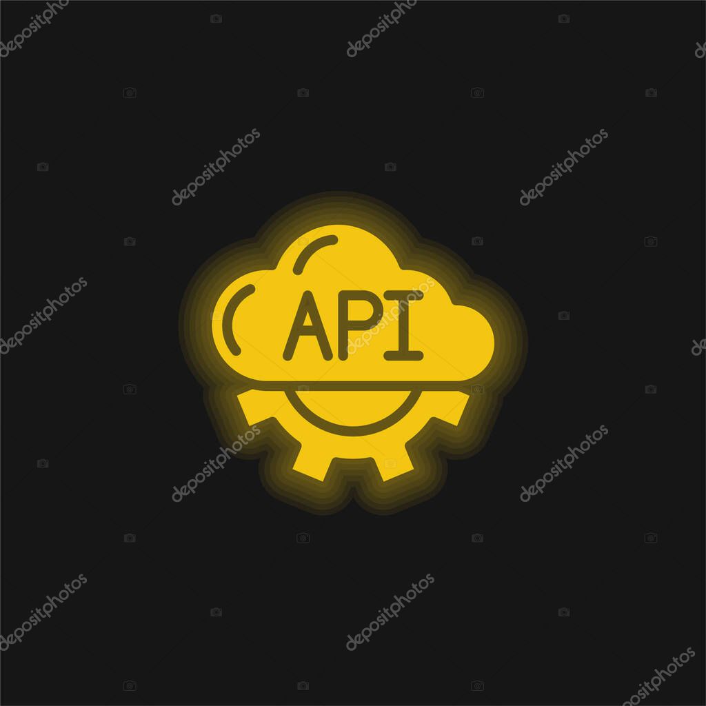 Api yellow glowing neon icon