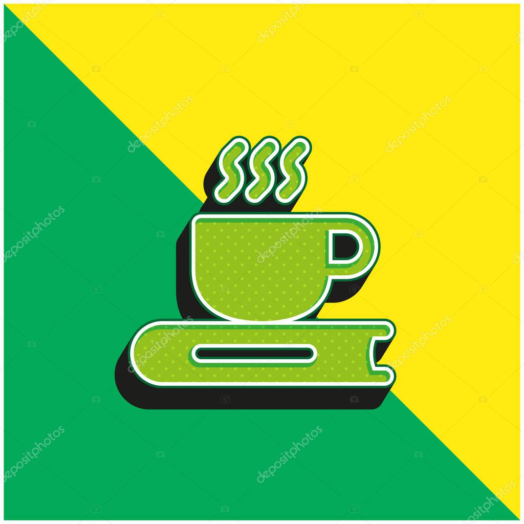 Book Green and yellow modern 3d vector icon logo