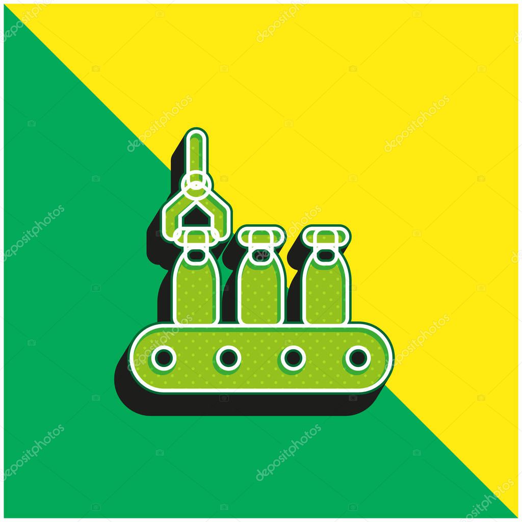 Assembly Line Green and yellow modern 3d vector icon logo