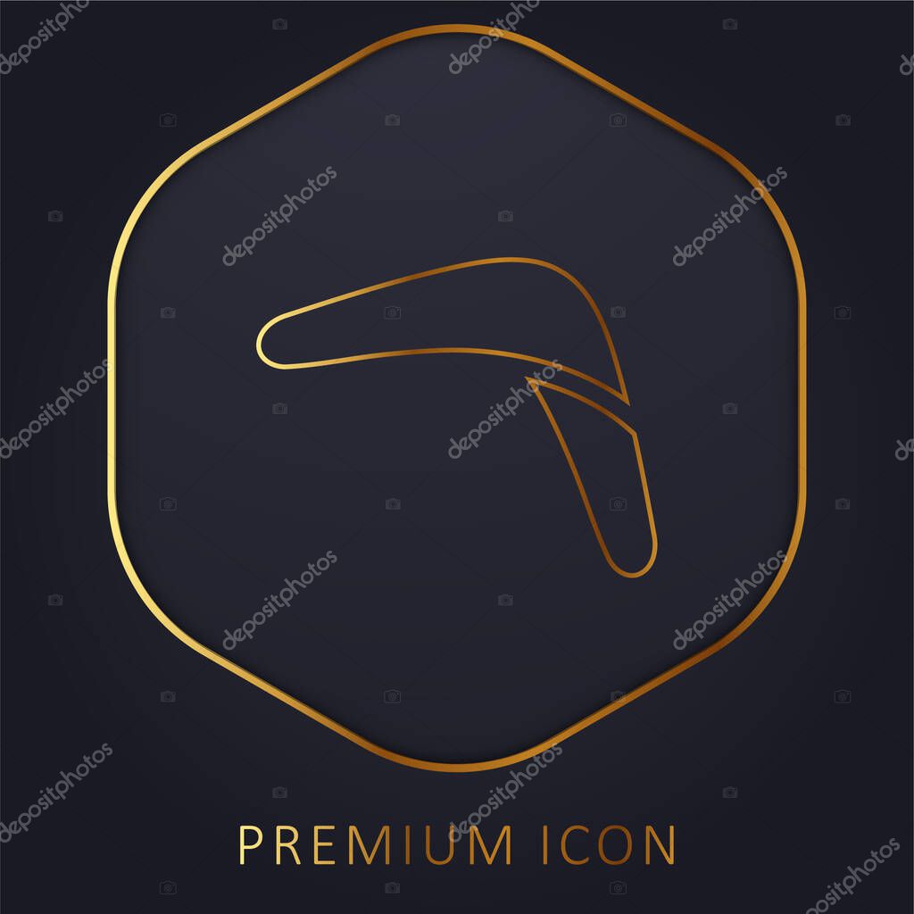 Boomerang Stick golden line premium logo or icon