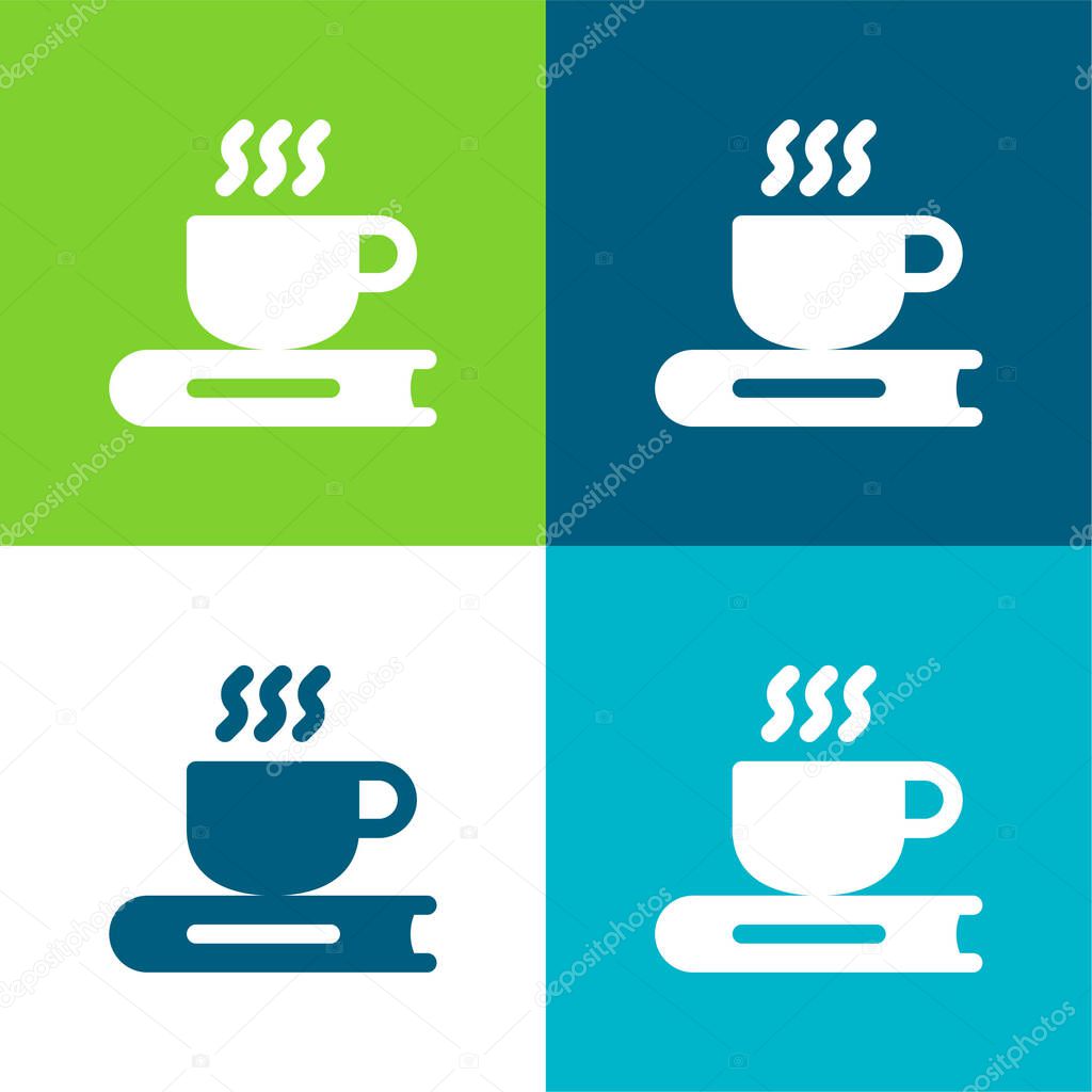 Book Flat four color minimal icon set